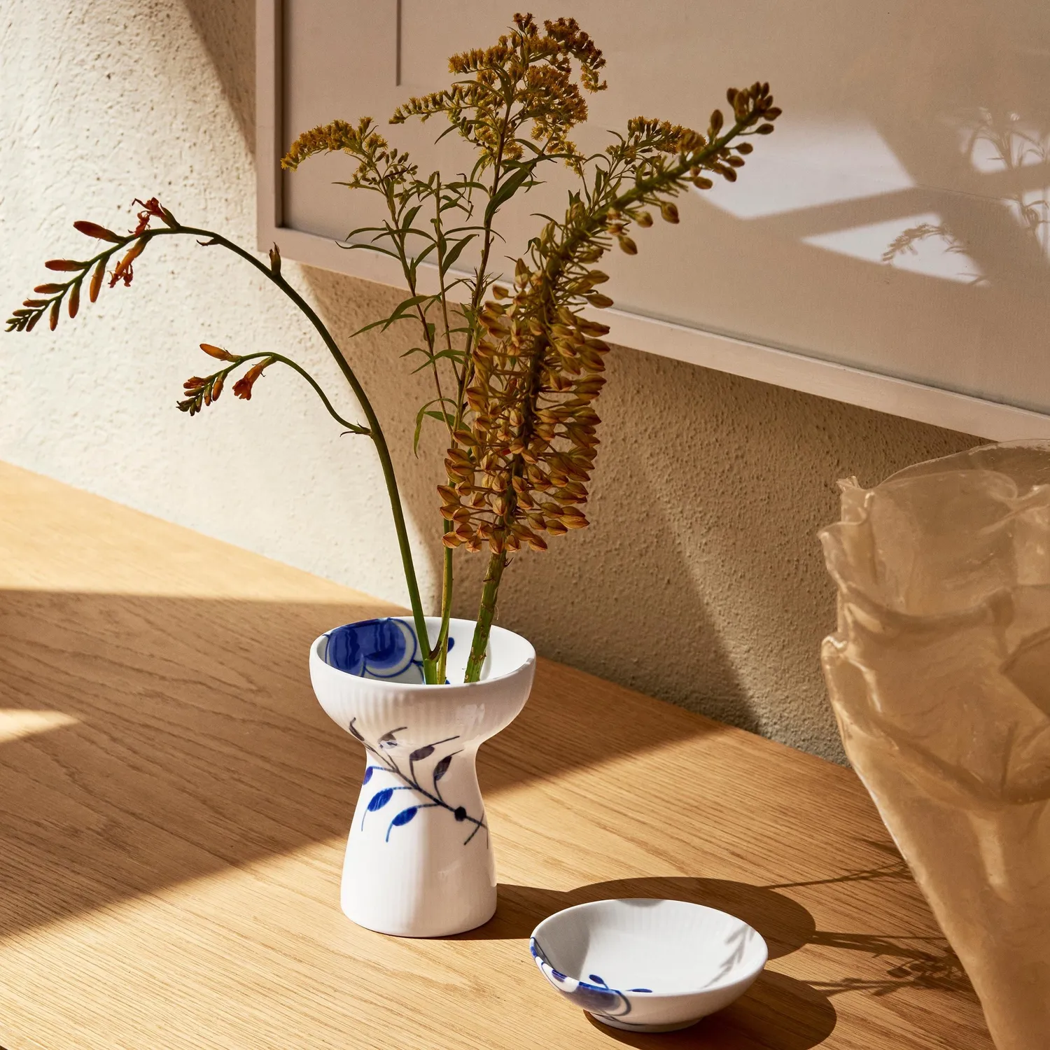 Royal Copenhagen Blå Mega Riflet vase 11 cm blå