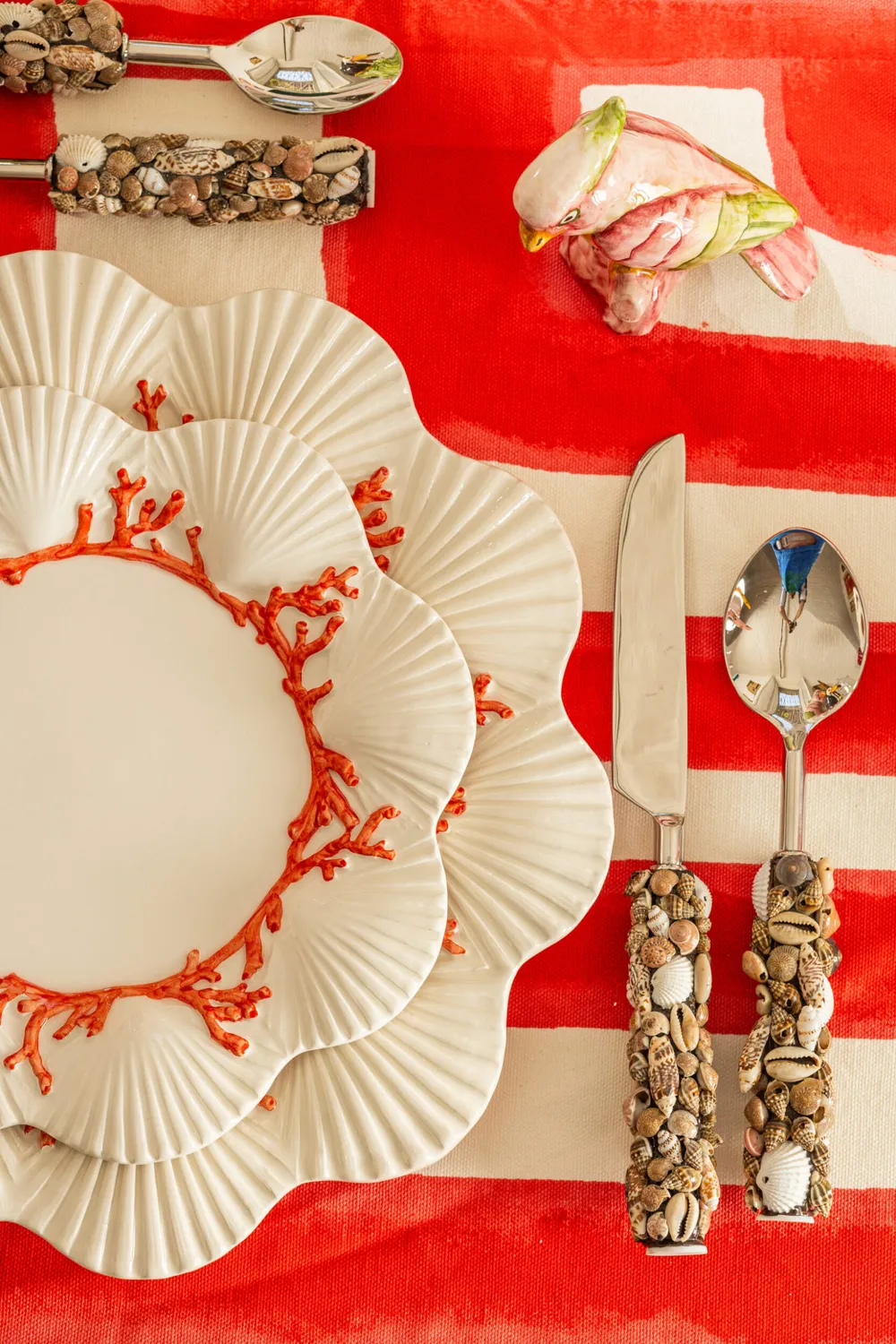 Les Ottomans Shell bestiksæt musling sommerbord
