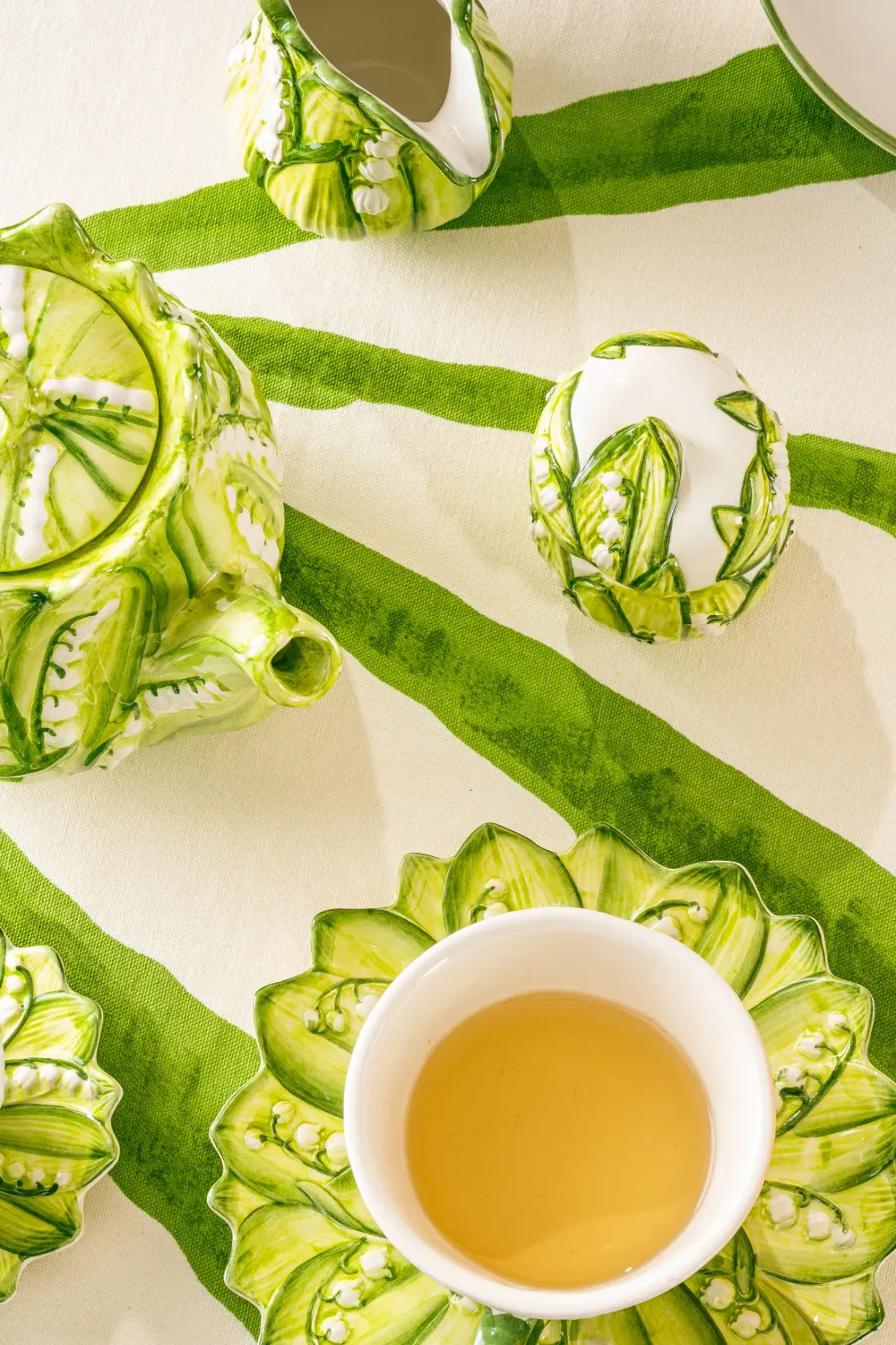 Les Ottomans Lily of the Valley sukkerskål keramik hvid
