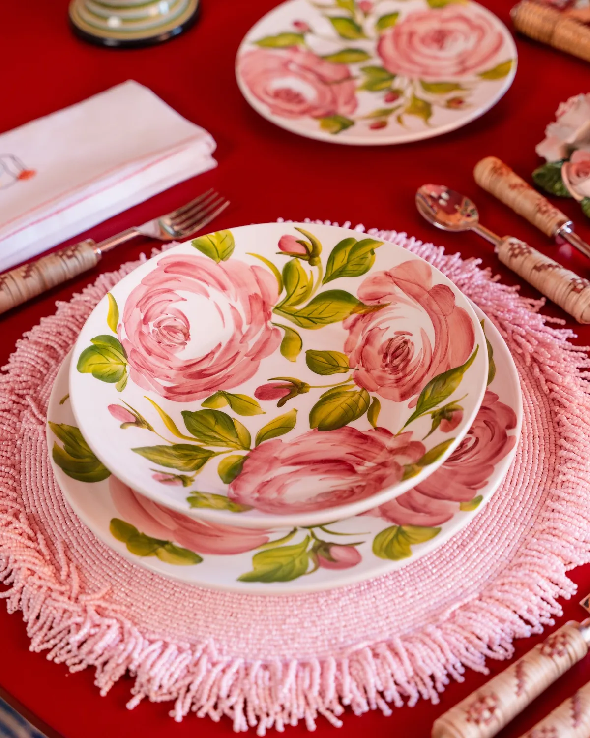 Les Ottomans TJB27 dækkeserviet rosa 2 stk perler