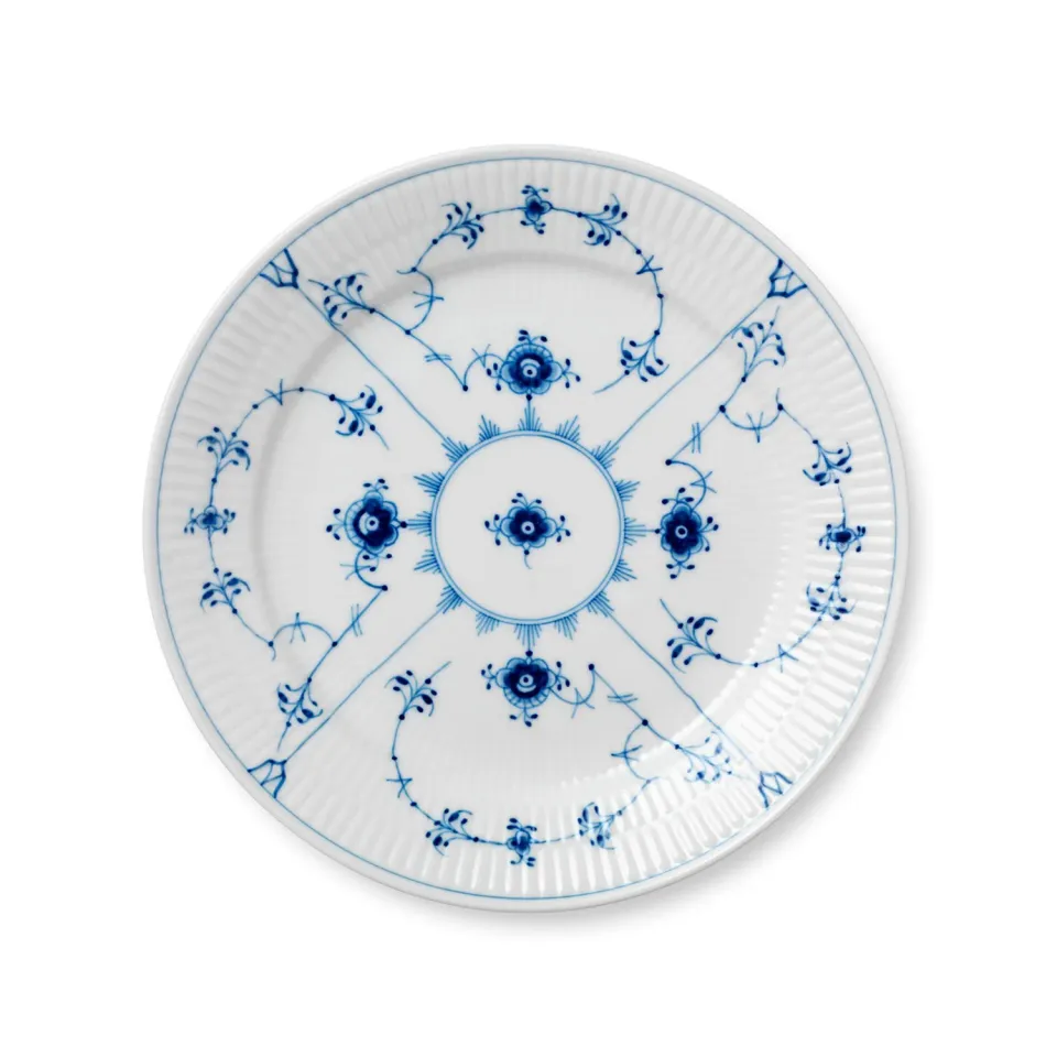Kgl. Porcelæn Musselmalet Riflet tallerken 25 cm
