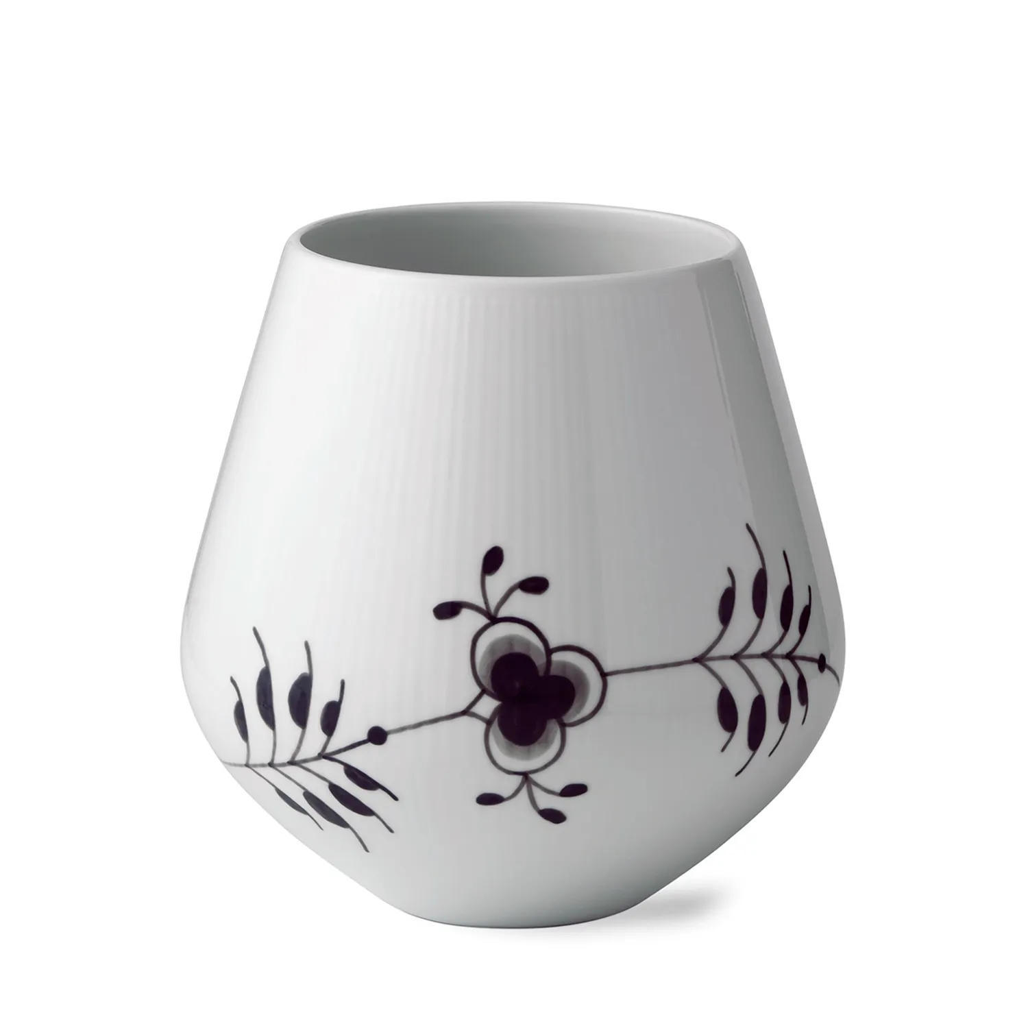 Kgl. Porcelæn Sort Mega Riflet vase 20,5 cm sort porcelæn