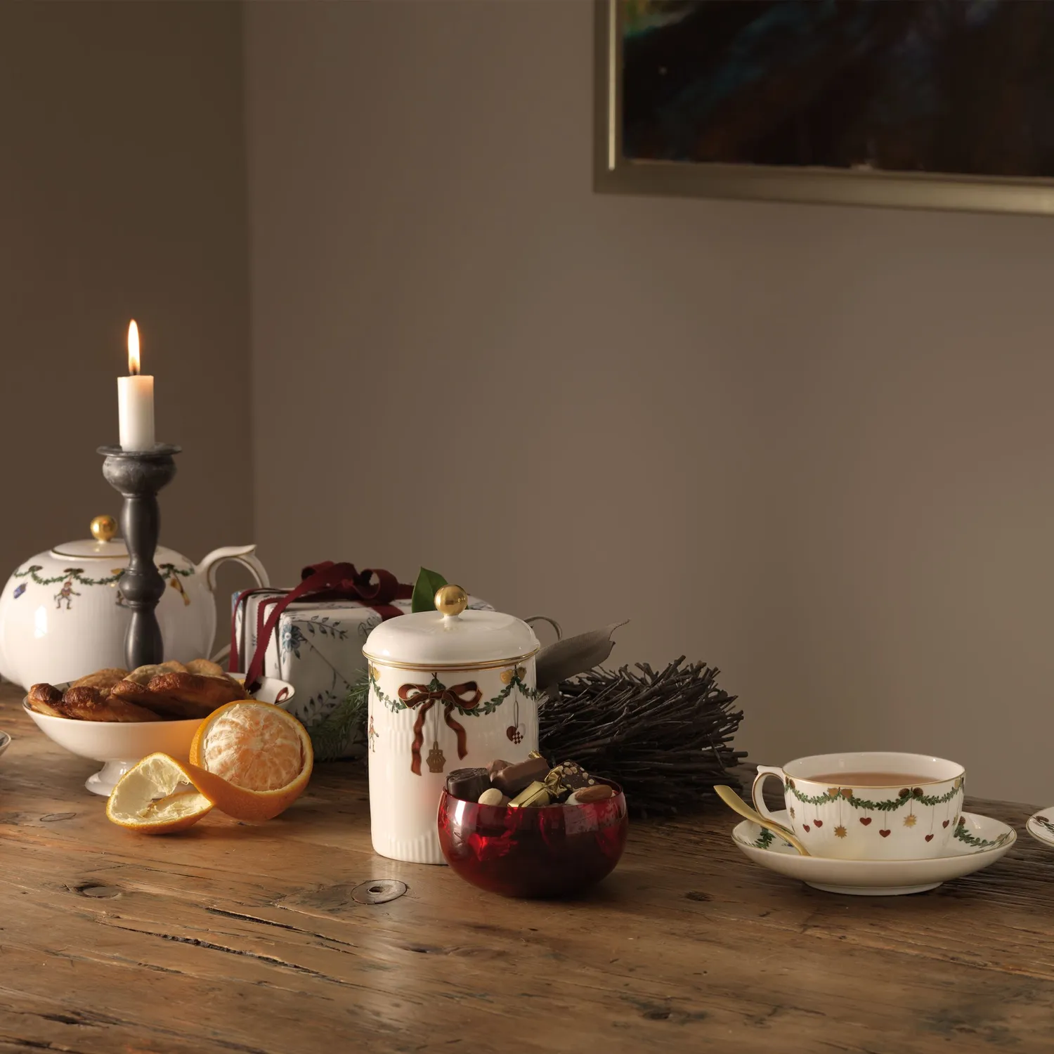 Kgl. Porcelæn Stjerne Riflet Jul tallerken 19 cm
