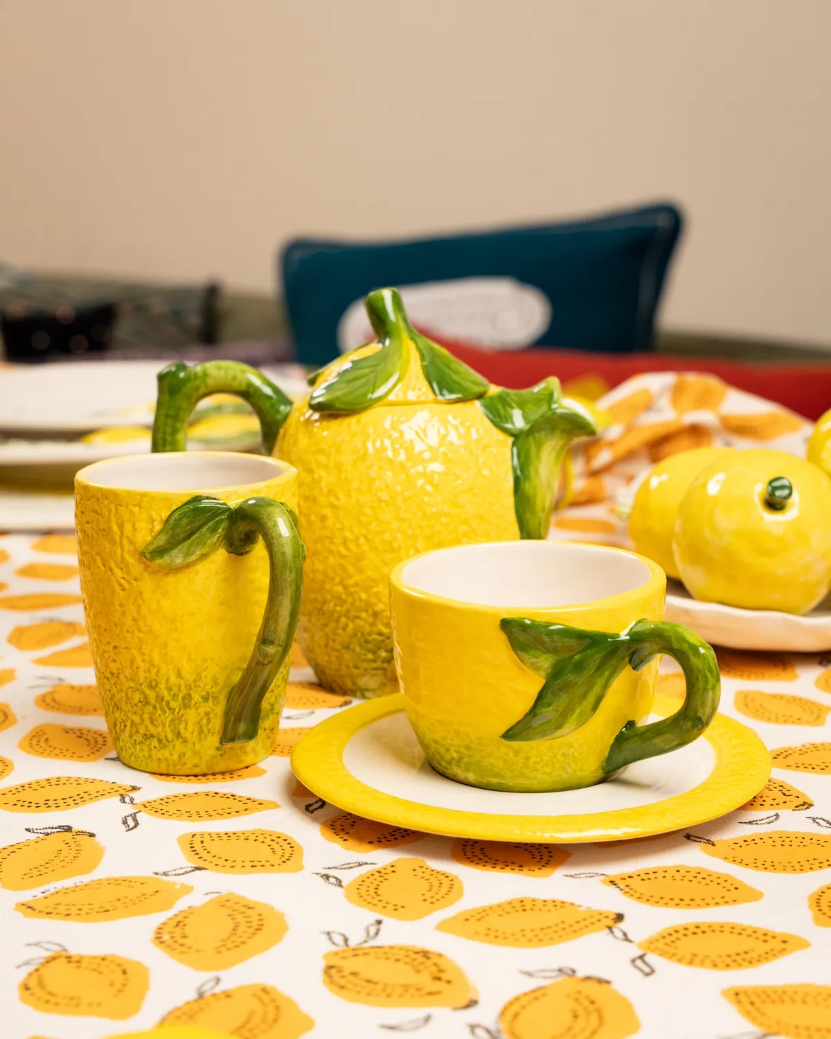 Les Ottomans Limone LMNT03 tekop med underkop håndmalet