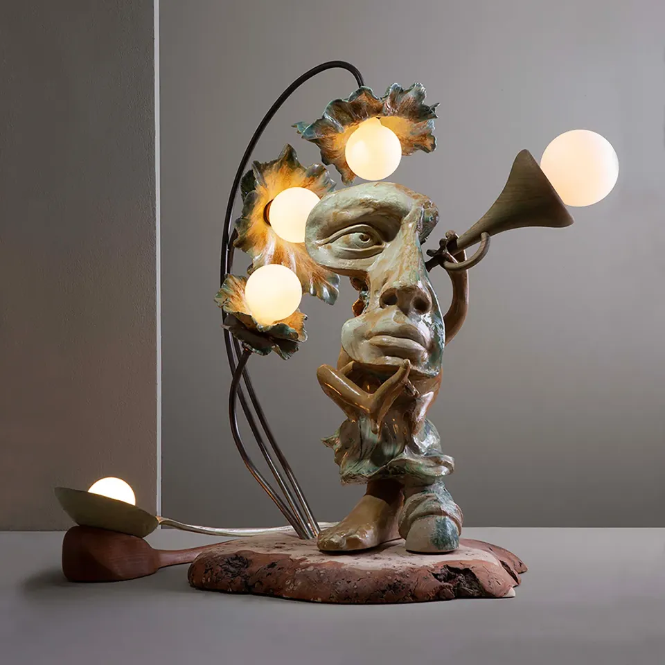 1882-Ltd Lilyfoot skulptur lampe stentøj limited edition