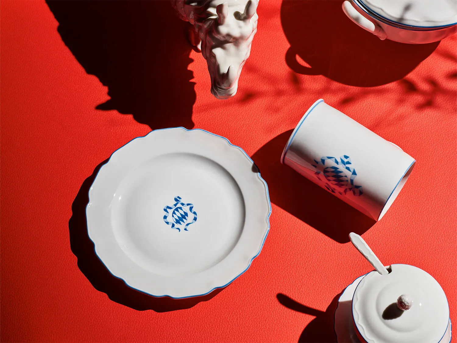 Nymphenburg Bavaria sennepskrukke blå-hvid porcelæn