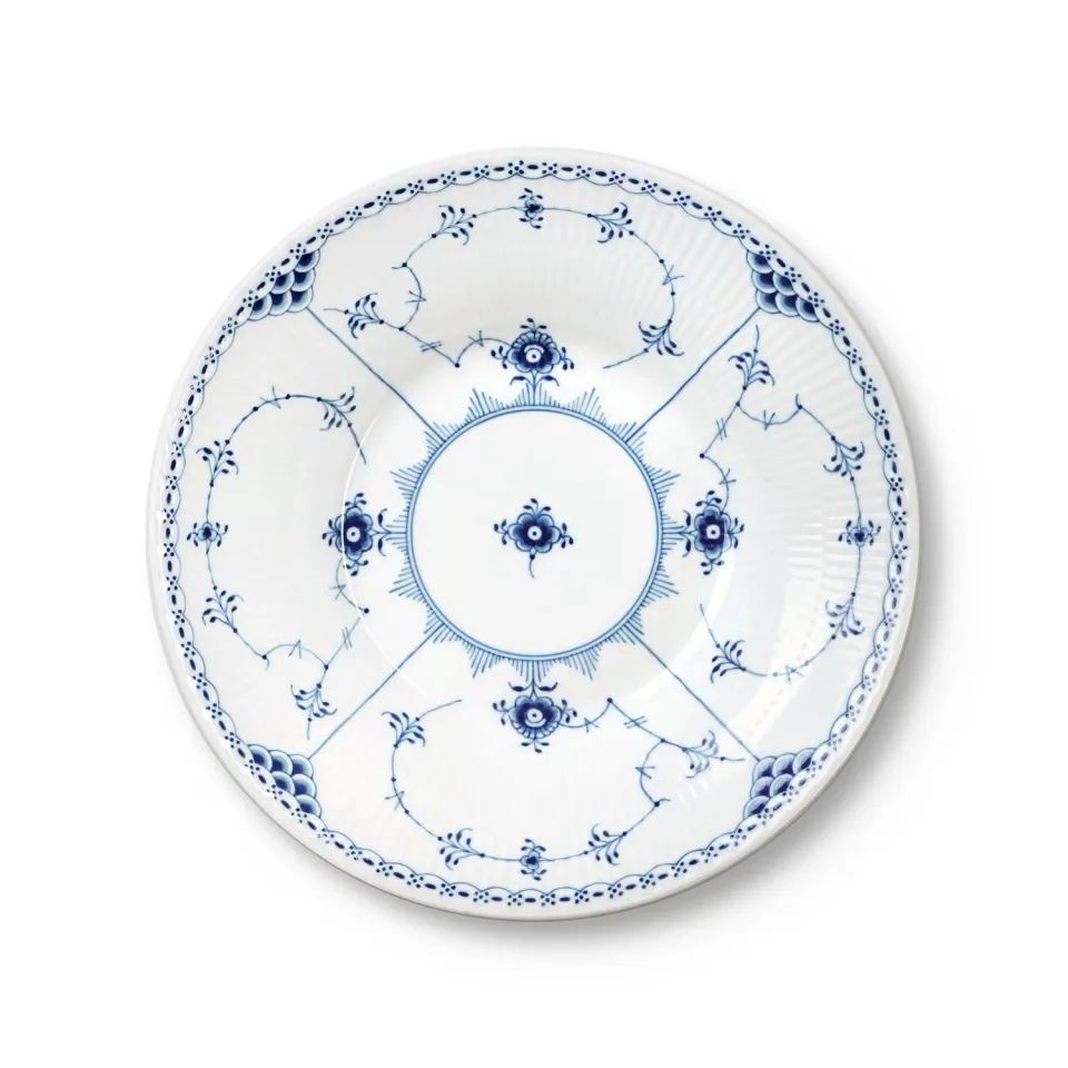 Kgl. Porcelæn Musselmalet Halvblonde dyb tallerken 24 cm