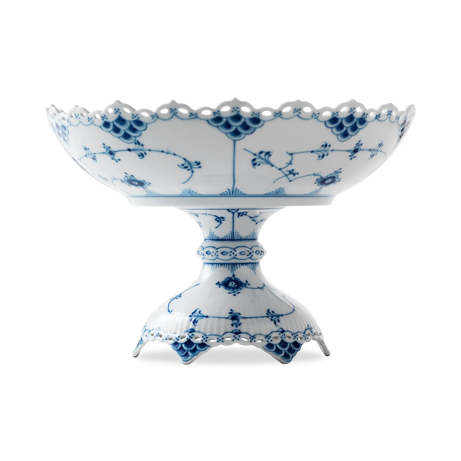 Royal Copenhagen Musselmalet Helblonde skål på høj fod 140 cl porcelæn
