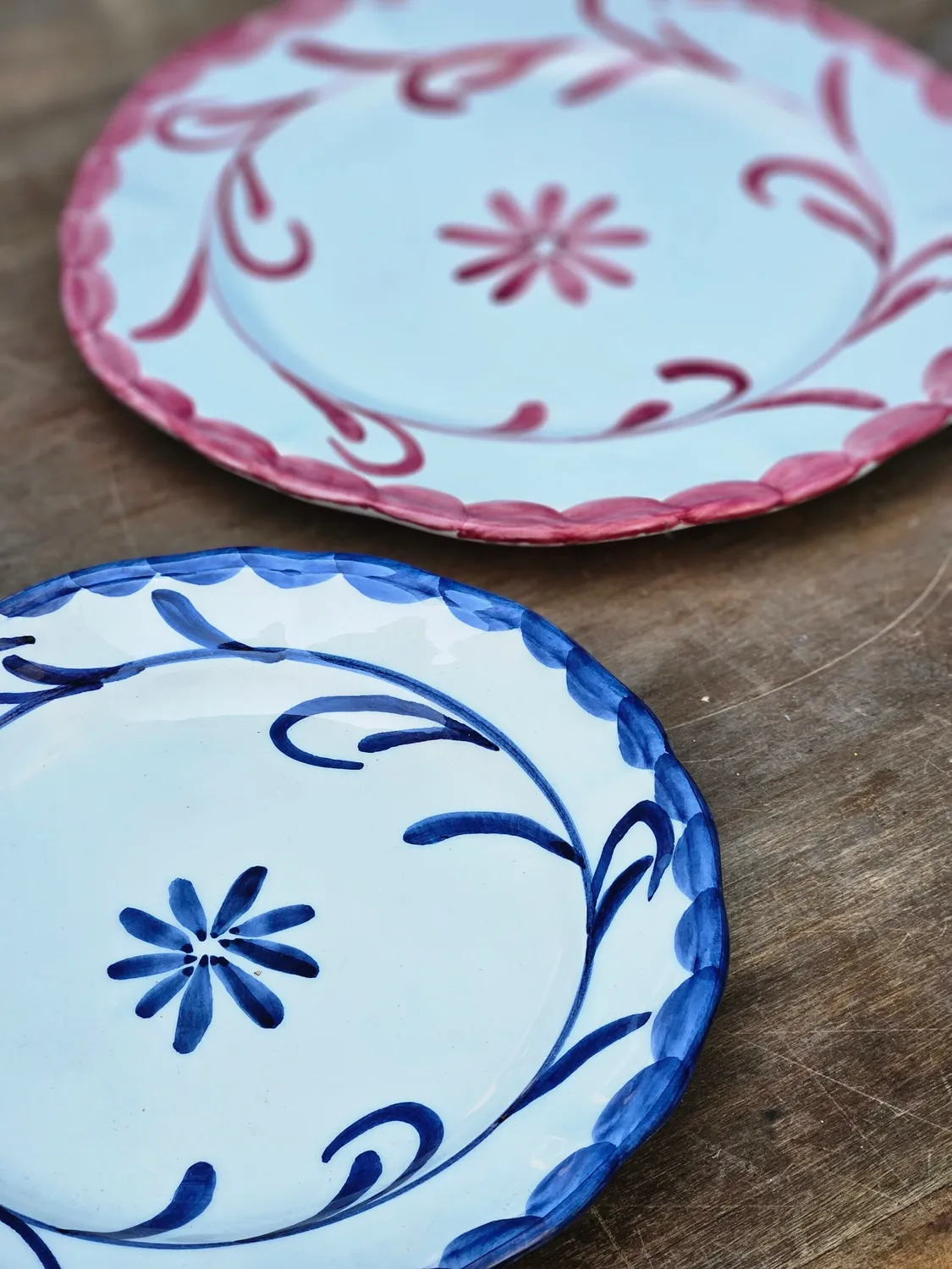 Les Ottomans tallerken sæt keramik blå blomst 2 stk