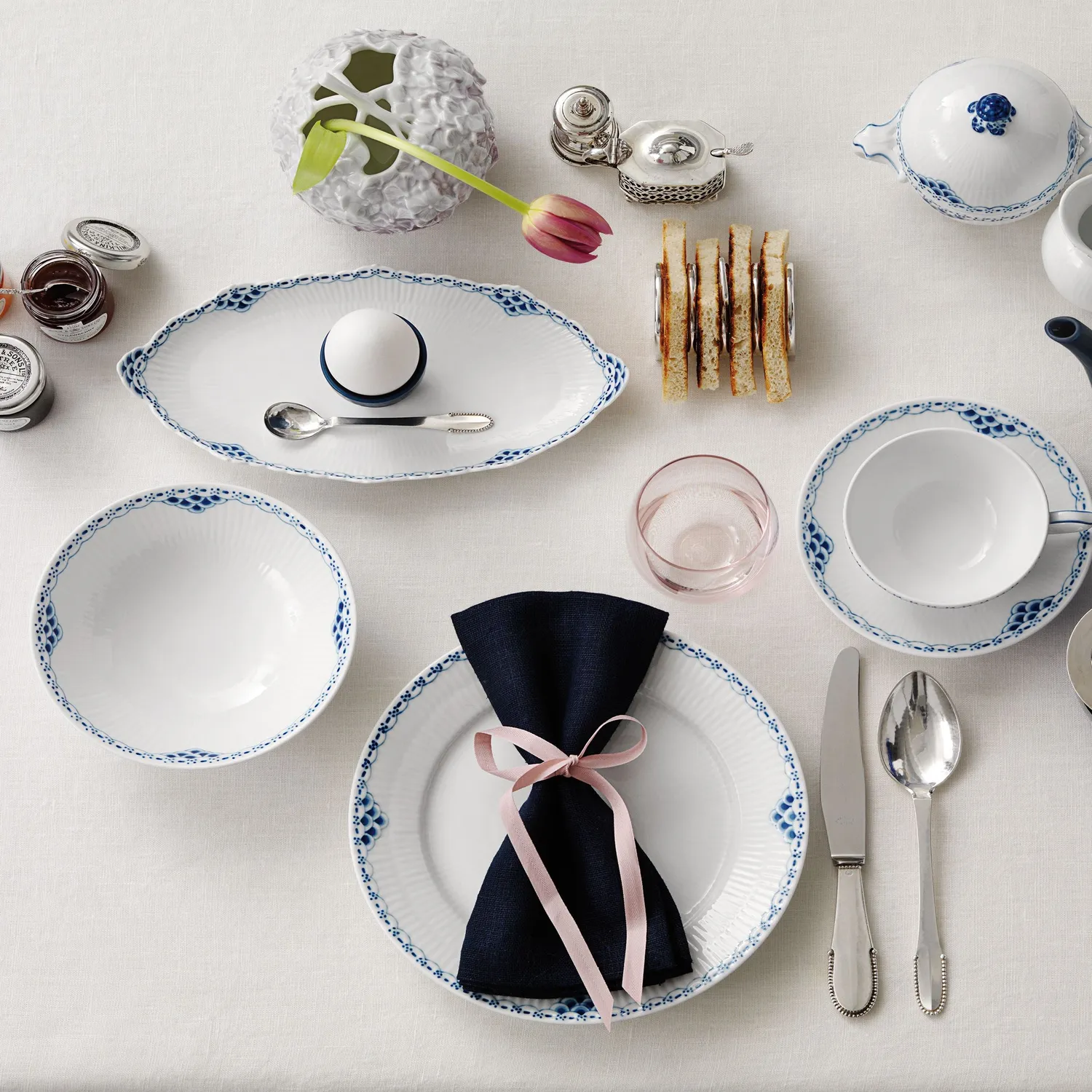 Kgl. Porcelæn Prinsesse tallerken 19 cm hvid porcelæn