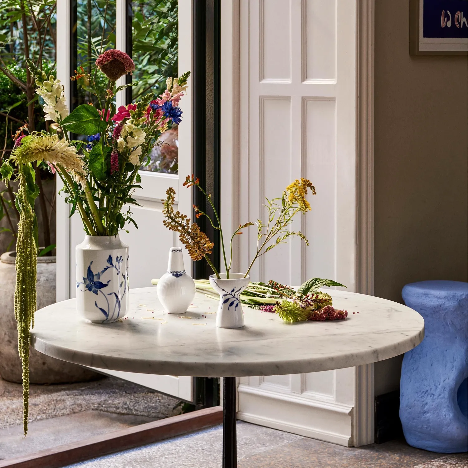 Royal Copenhagen Blå Mega Riflet vase 11 cm blå