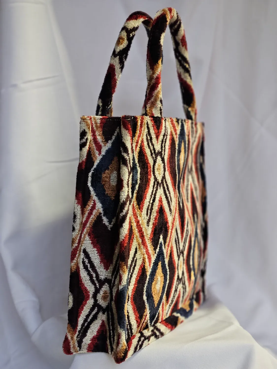 Les Ottomans tote taske stor 03 silkevelour ikat