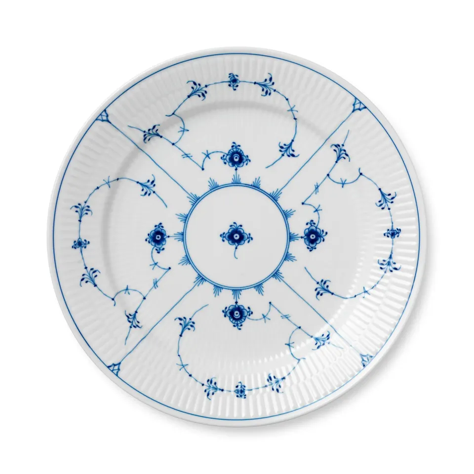 Kgl. Porcelæn Musselmalet Riflet tallerken 27 cm stor