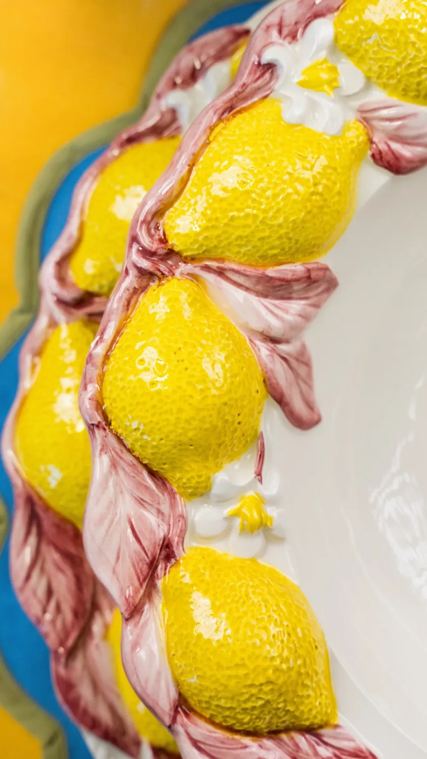 Les Ottomans Limone LMNP02 undertallerken rosa håndmalet