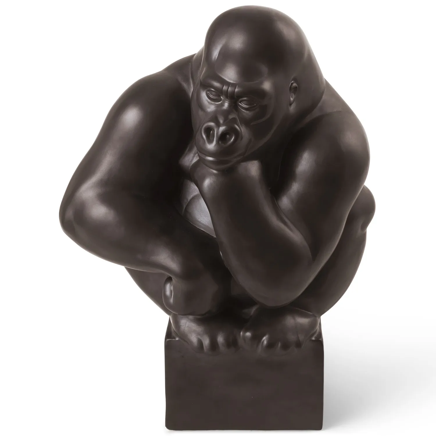 Royal Copenhagen gorillafigur 40 cm grafit hvilende