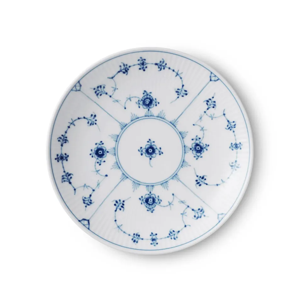 Kgl. Porcelæn Musselmalet Riflet tallerken coupe 23 cm