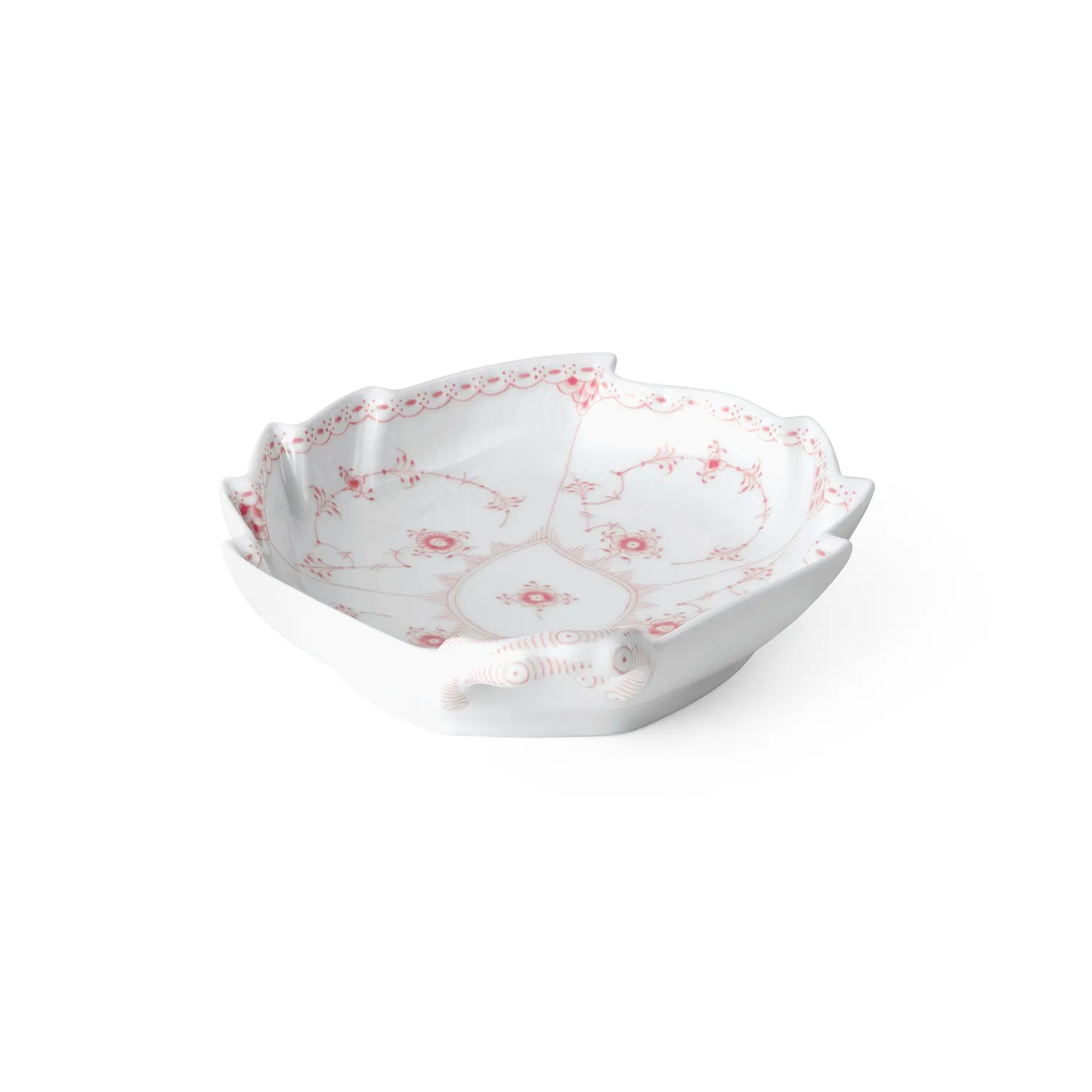 Kgl. Porcelæn Koral Musselmalet Halvblonde fad 23 cm bladformet