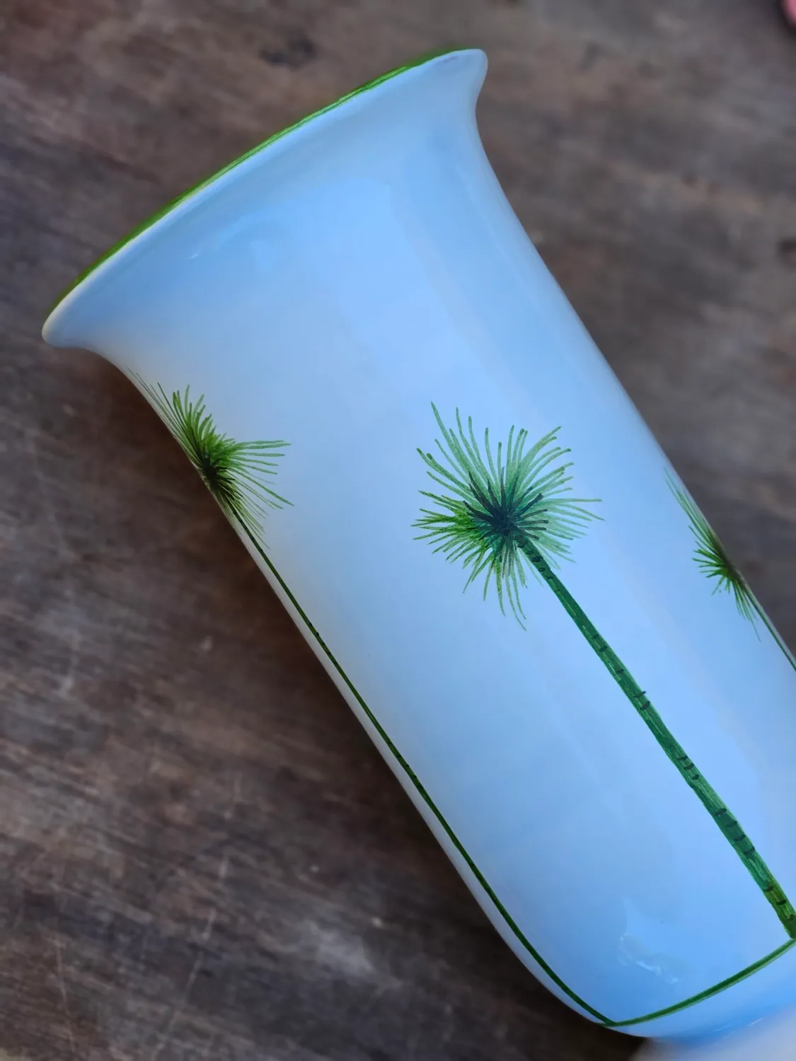 Les Ottomans Palma vase håndmalet keramik grøn