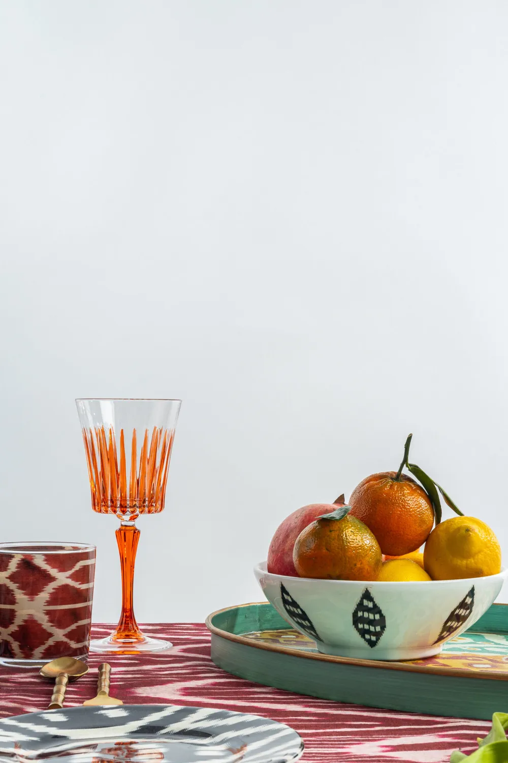 Les Ottomans CGG04 vinglas orange håndmalet 4 stk
