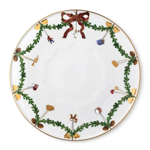 Kgl. Porcelæn Stjerne Riflet Jul fad 32 cm julefad