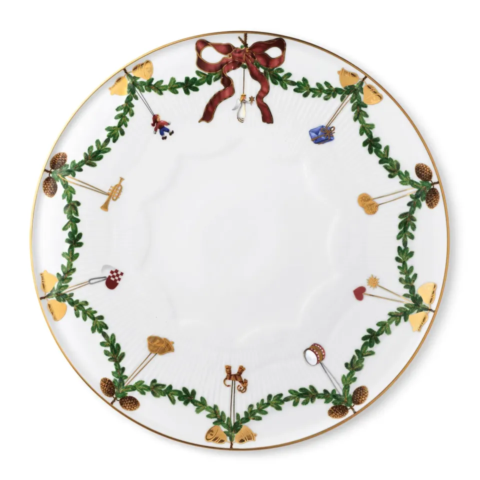 Kgl. Porcelæn Stjerne Riflet Jul fad 32 cm julefad