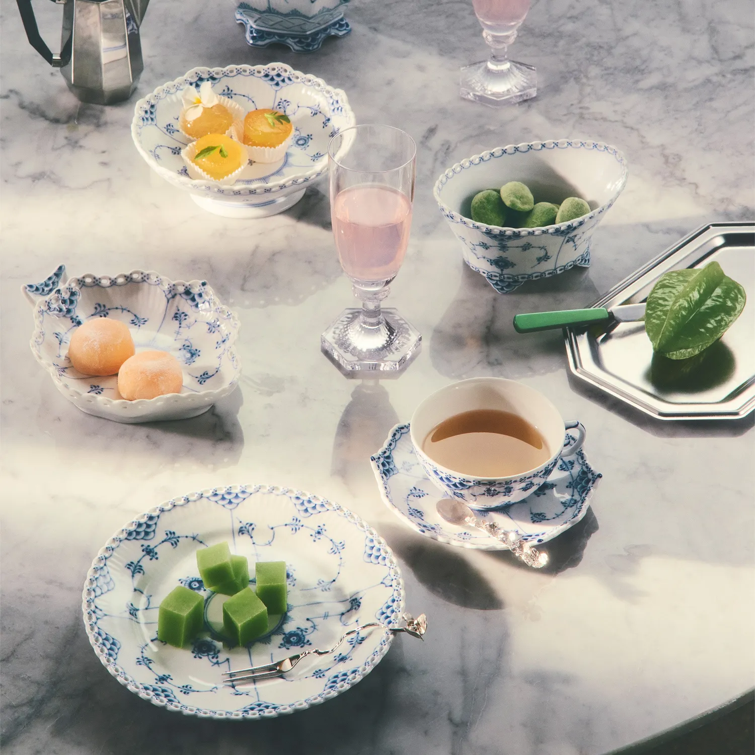 Kgl. Porcelæn Aurora champagneglas 19,5 cl 2 stk mundblæst