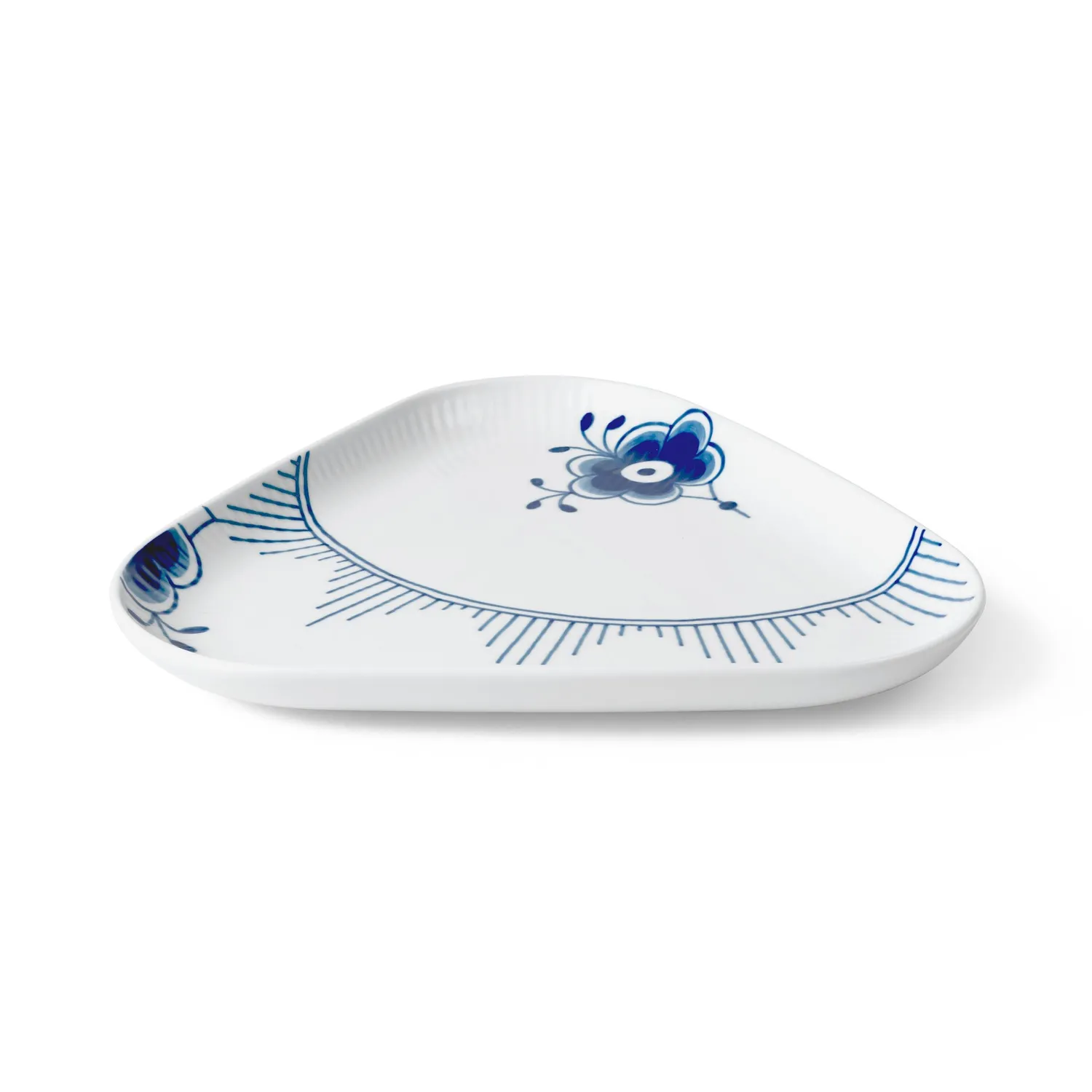 Royal Copenhagen Blå Mega Riflet fad 23 cm trekantet