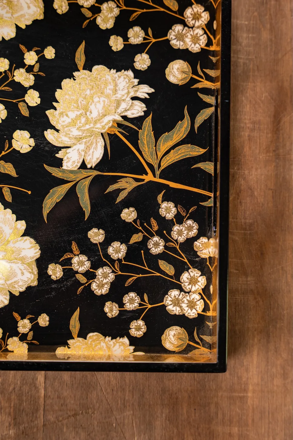 Les Ottomans LT04 bakke lakeret træ blomstret