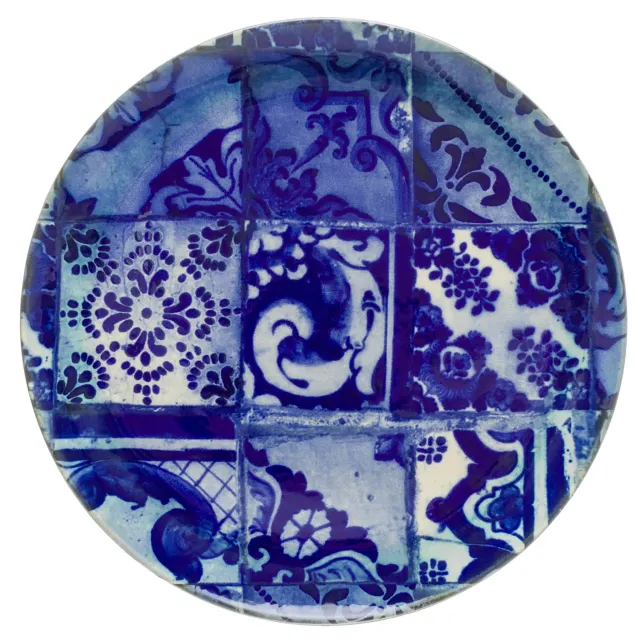 Costa Nova Lisboa rundt fad Blue Tile stentøj blank glasur