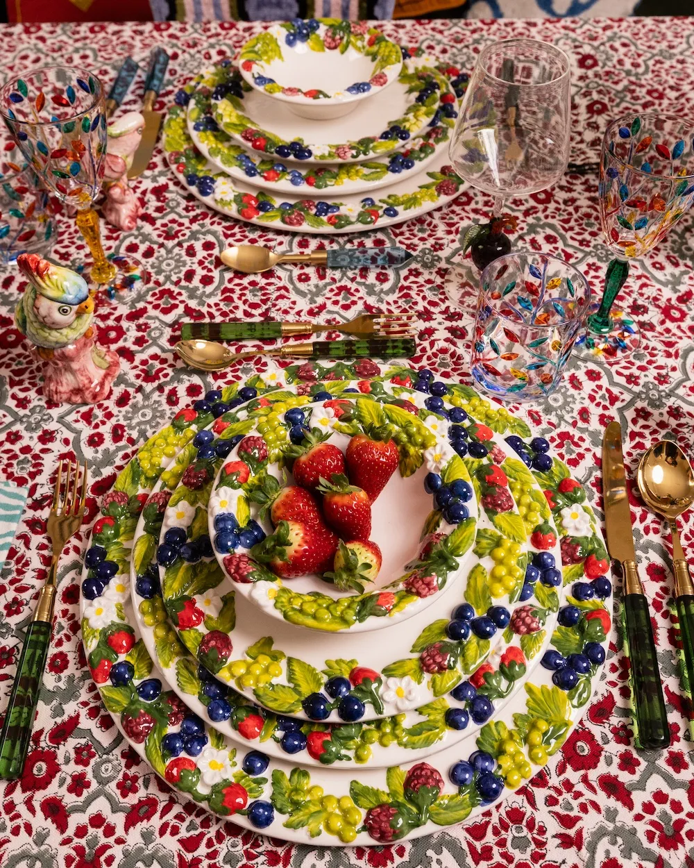 Les Ottomans Berries skål keramik håndmalet bær