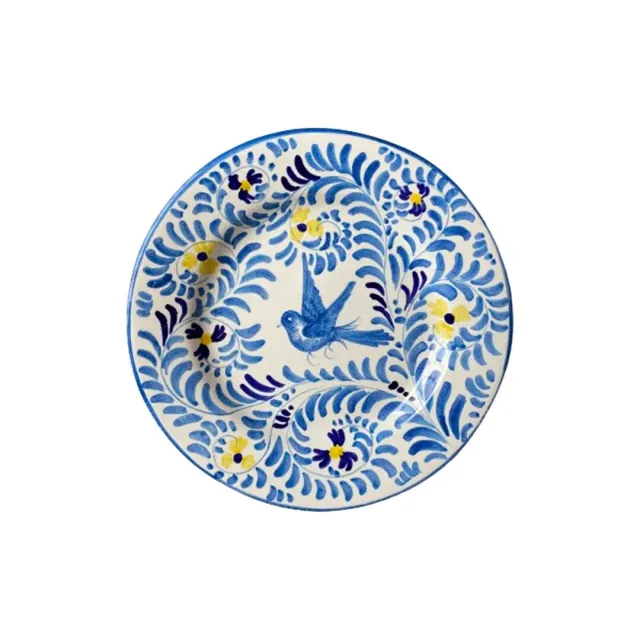 Les Ottomans Uccelli e Fiori desserttallerken fugle håndmalet