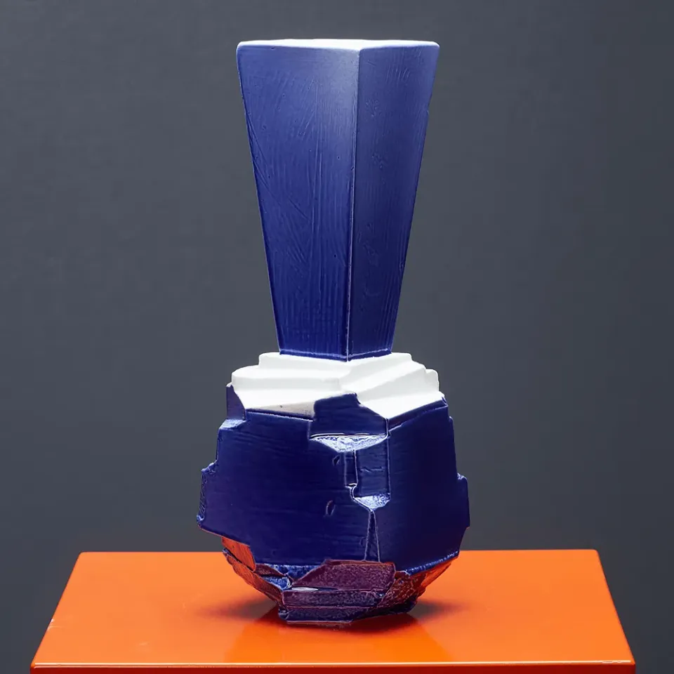 1882-Ltd Blå vase i stentøj blå glasur