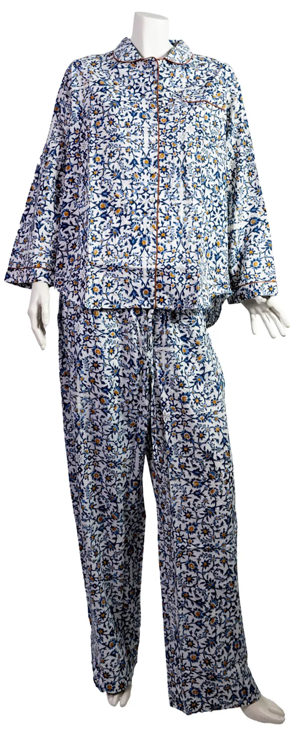 Les Ottomans PJ01 pyjamas håndtrykt bomuld