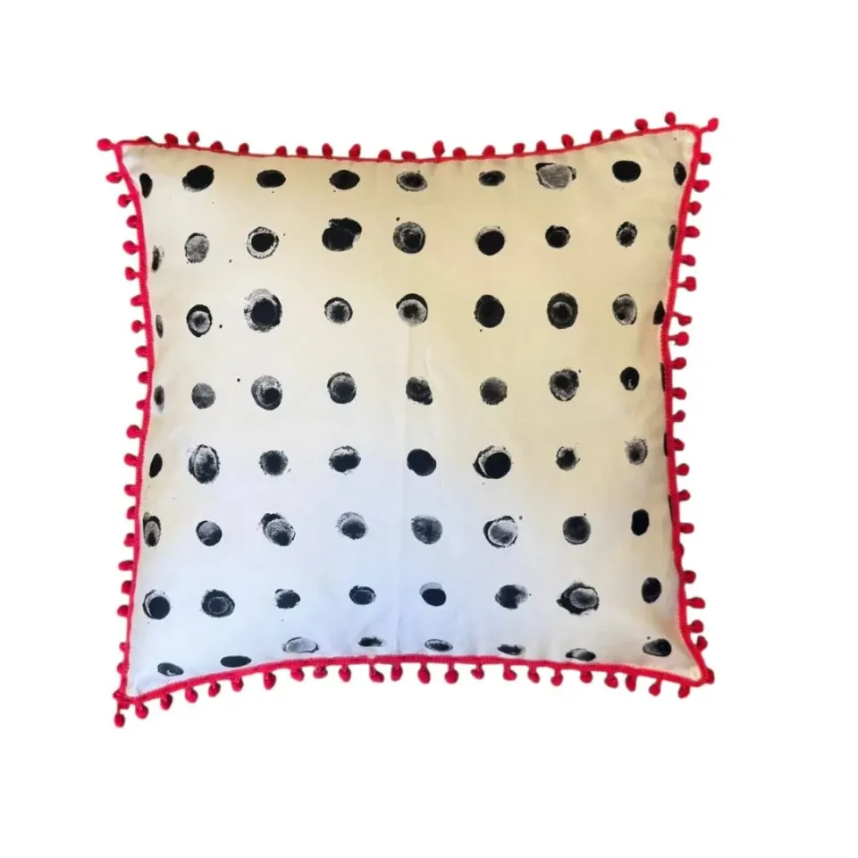 Les Ottomans Black Polka Dot pudebetræk silke kvast