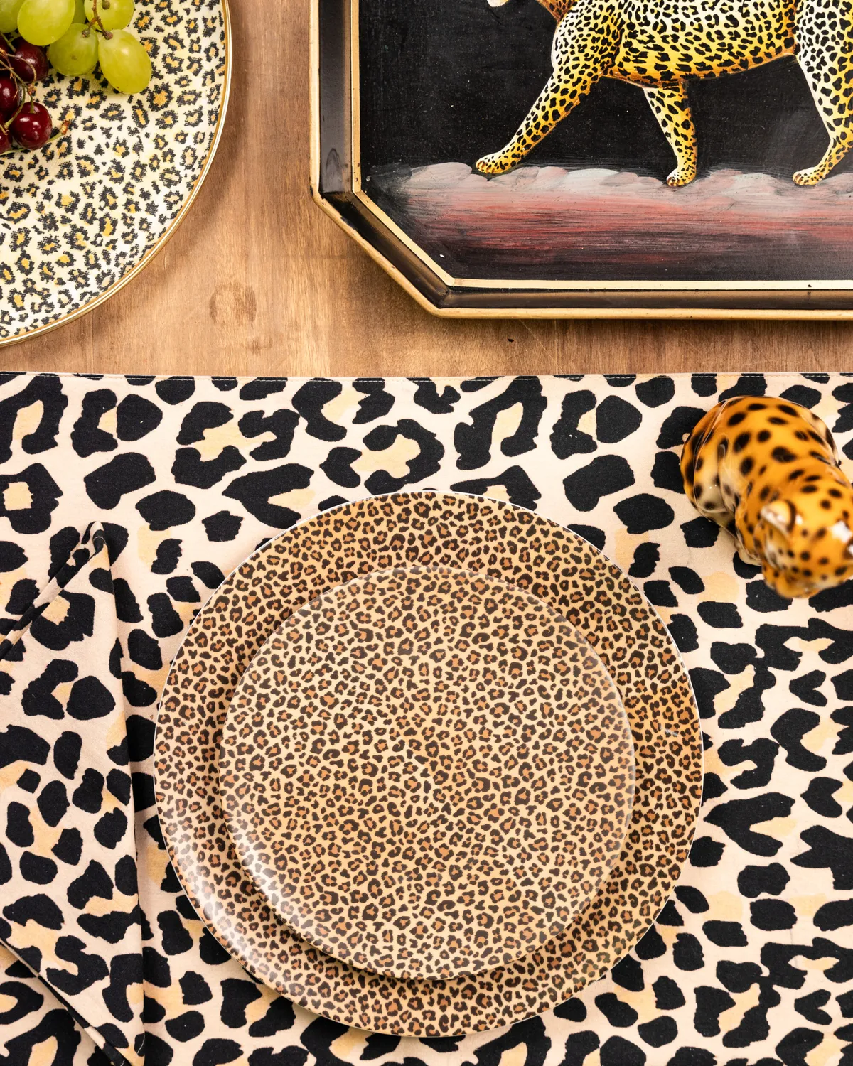 Les Ottomans desserttallerkener porcelæn leopard 2 stk