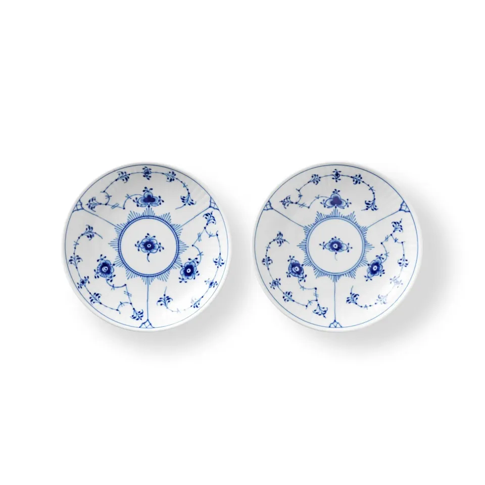 Kgl. Porcelæn Musselmalet Riflet skål 13 cm 2 stk håndmalet
