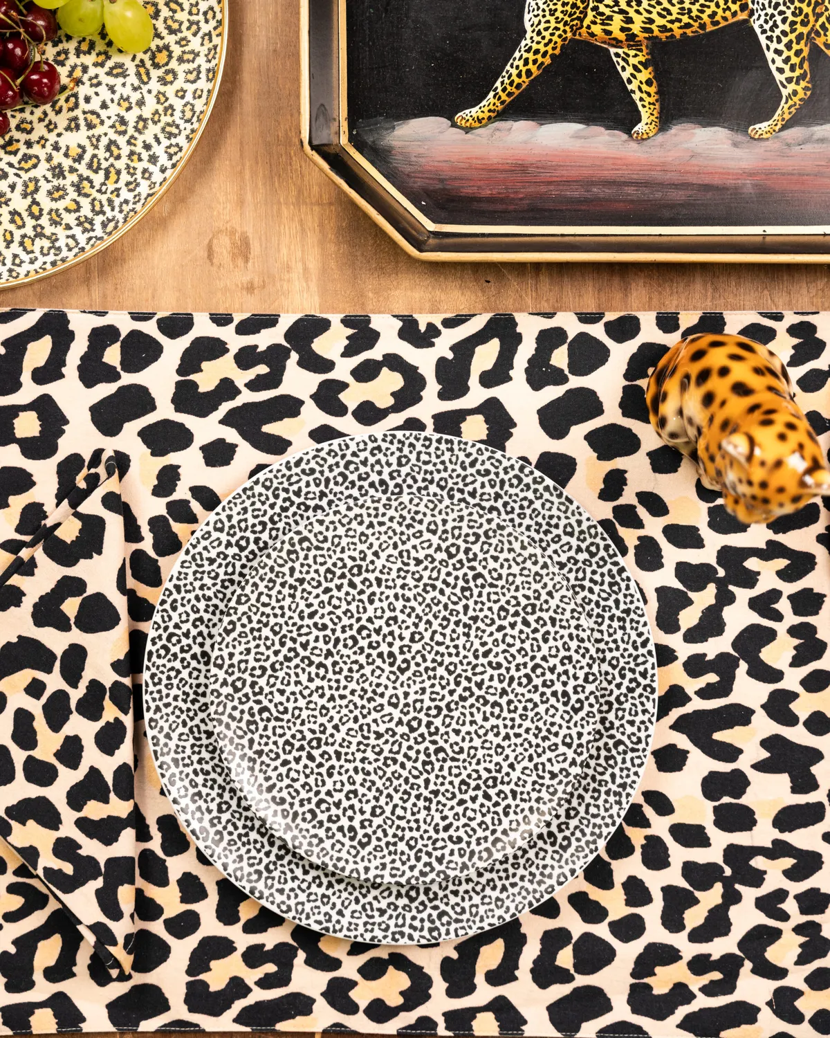Les Ottomans desserttallerkener leopard porcelæn 2 stk
