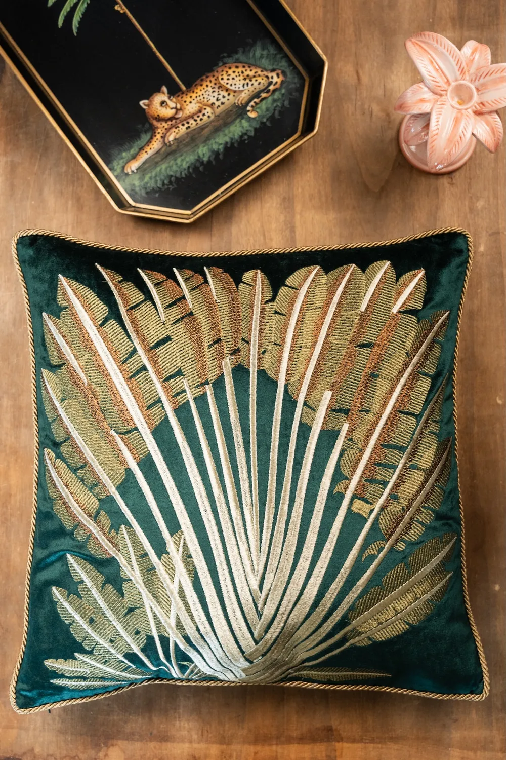 Les Ottomans EBC81 pudebetræk velour palme