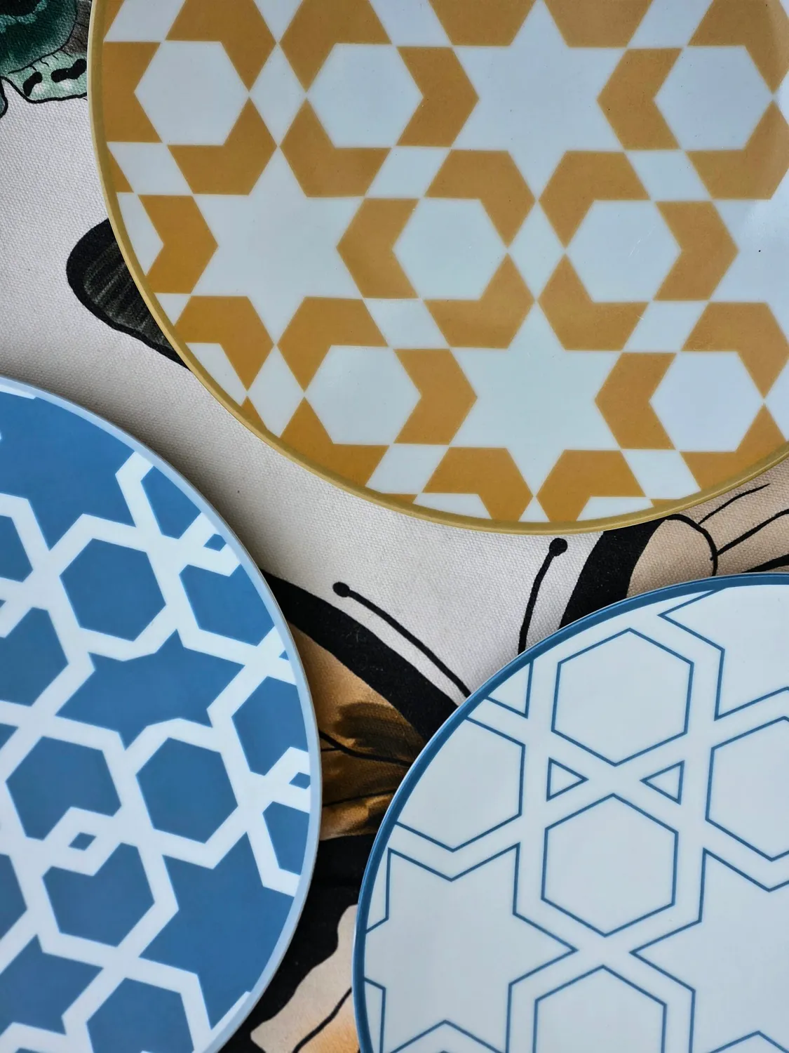 Les Ottomans tallerken porcelæn flad sæt 3 stk hånddekor