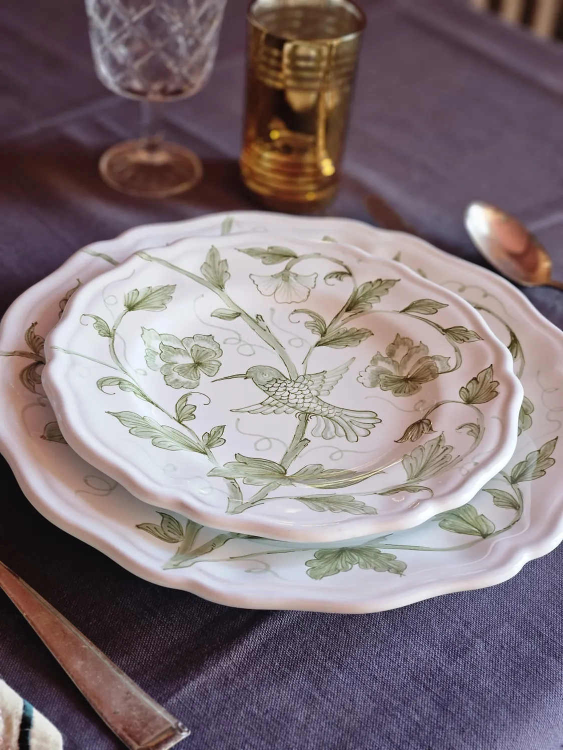Les Ottomans Hummingbird desserttallerken 21 cm grøn