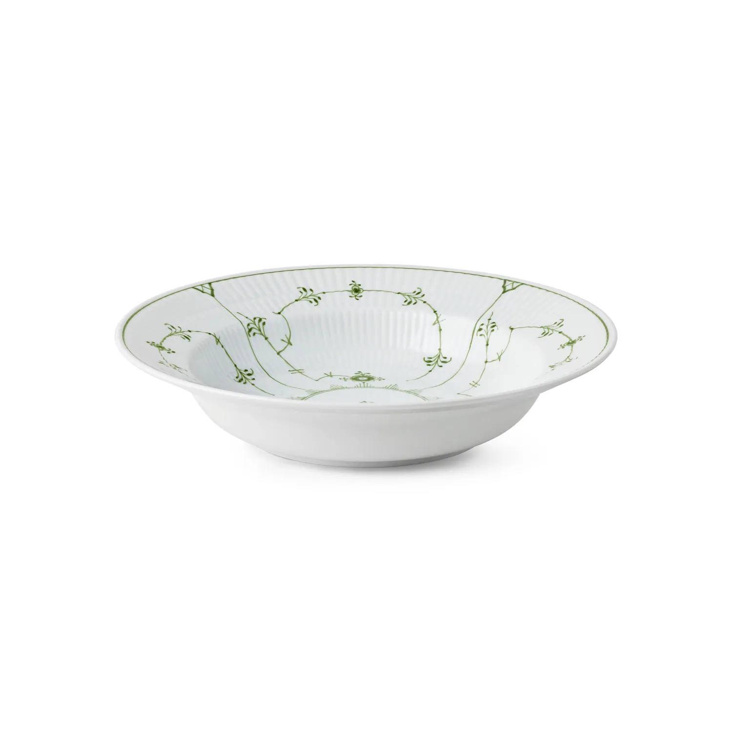 Kgl. Porcelæn Grøn Musselmalet dyb tallerken 23 cm grøn