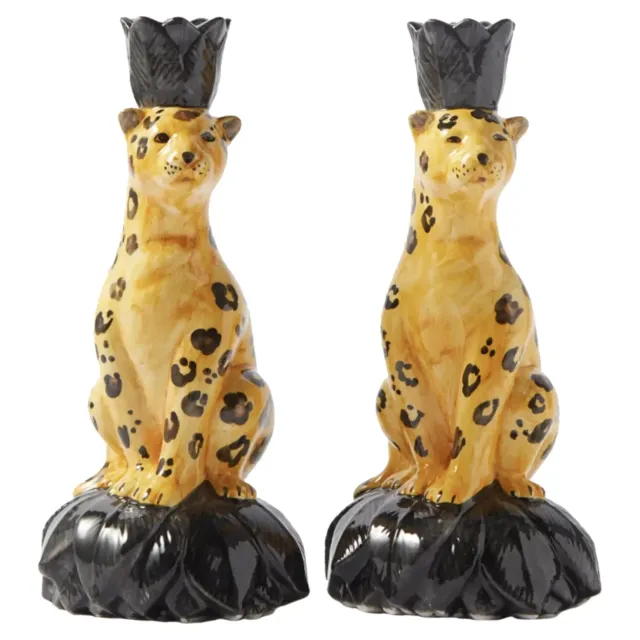 Les Ottomans MAR90 lysestager leopard sæt 2 stk