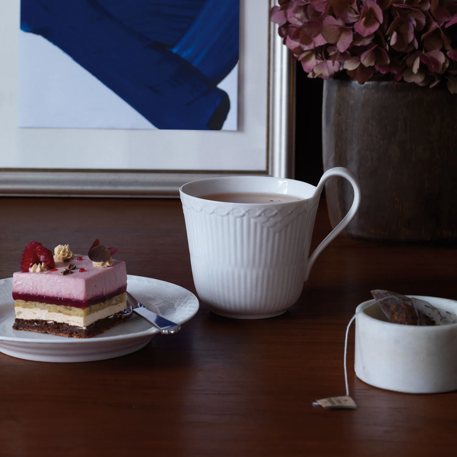Kgl. Porcelæn Hvid Halvblonde tallerken 17 cm hvid