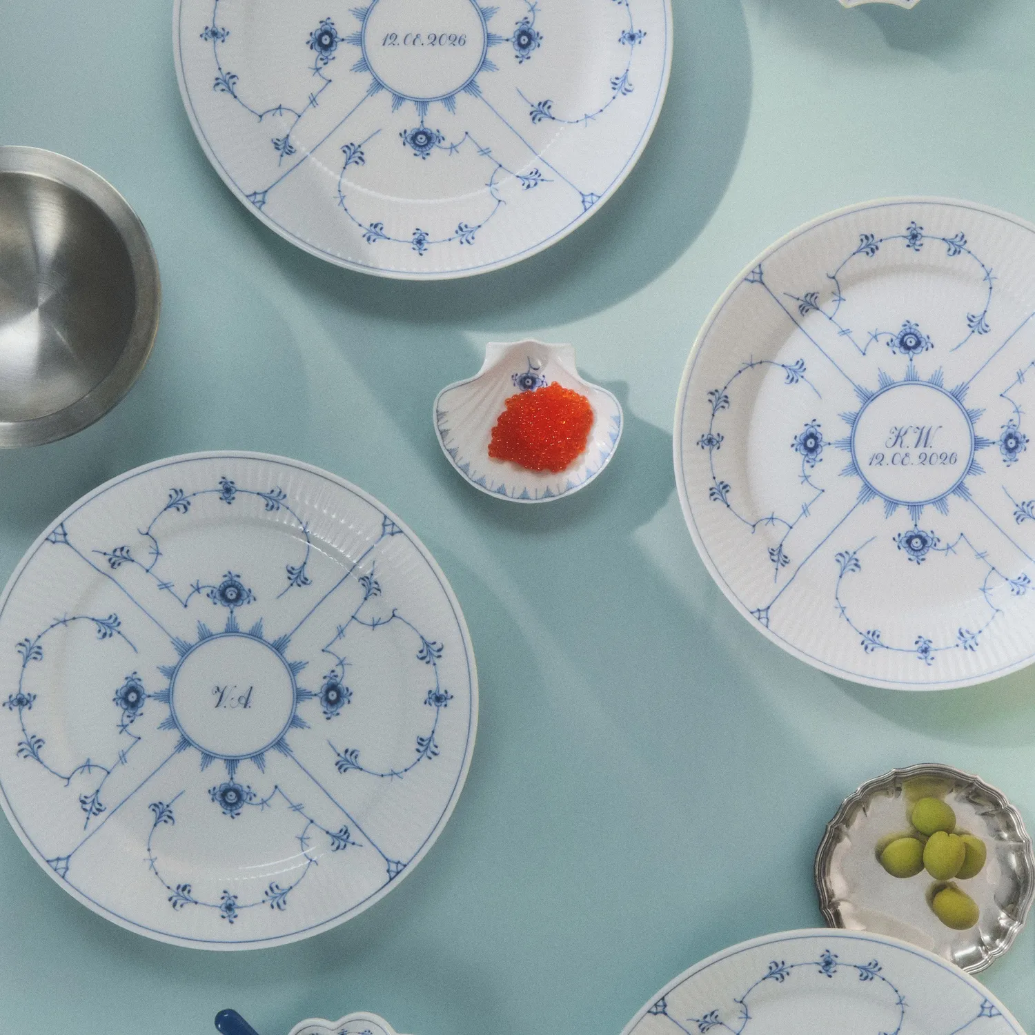 Kgl. Porcelæn Musselmalet Riflet tallerken 27 cm Bespoke