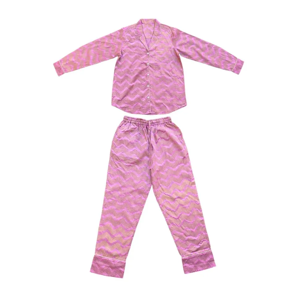 Les Ottomans PJ06 pyjamas bambus ikat mønster