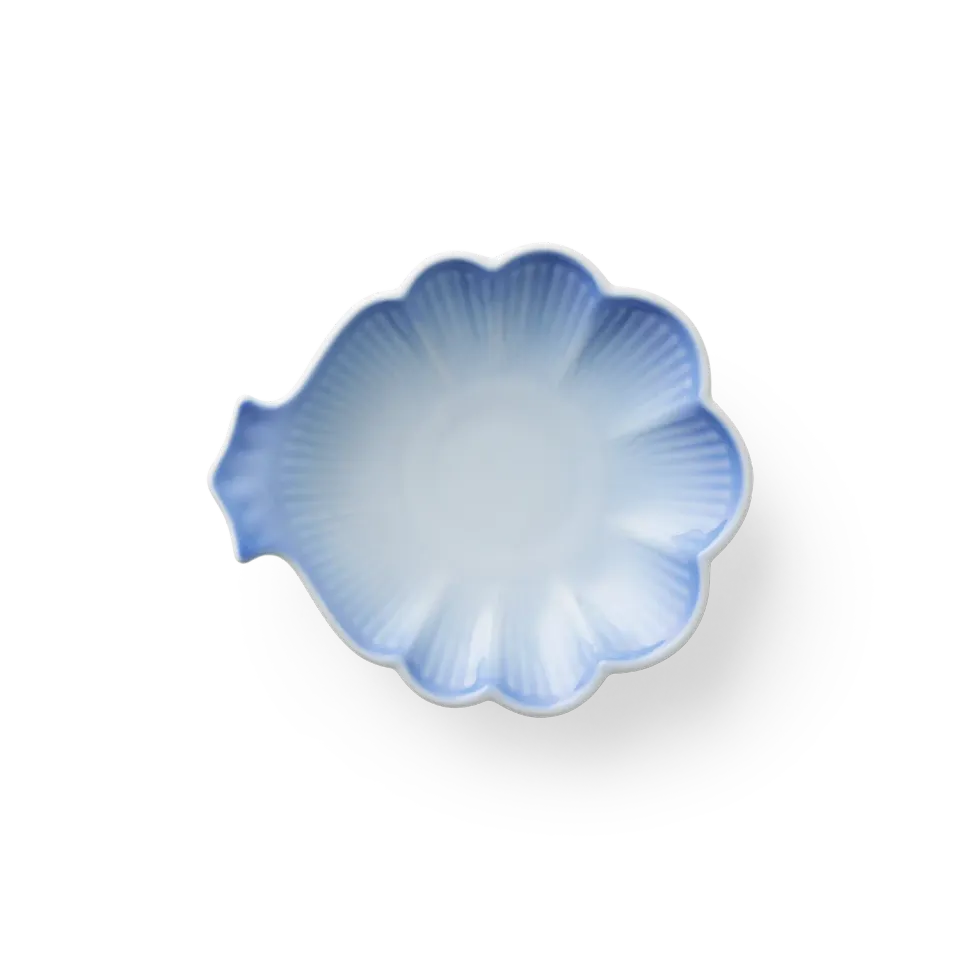 Kgl. Porcelæn Iris fad 16 cm blå blomsterformet