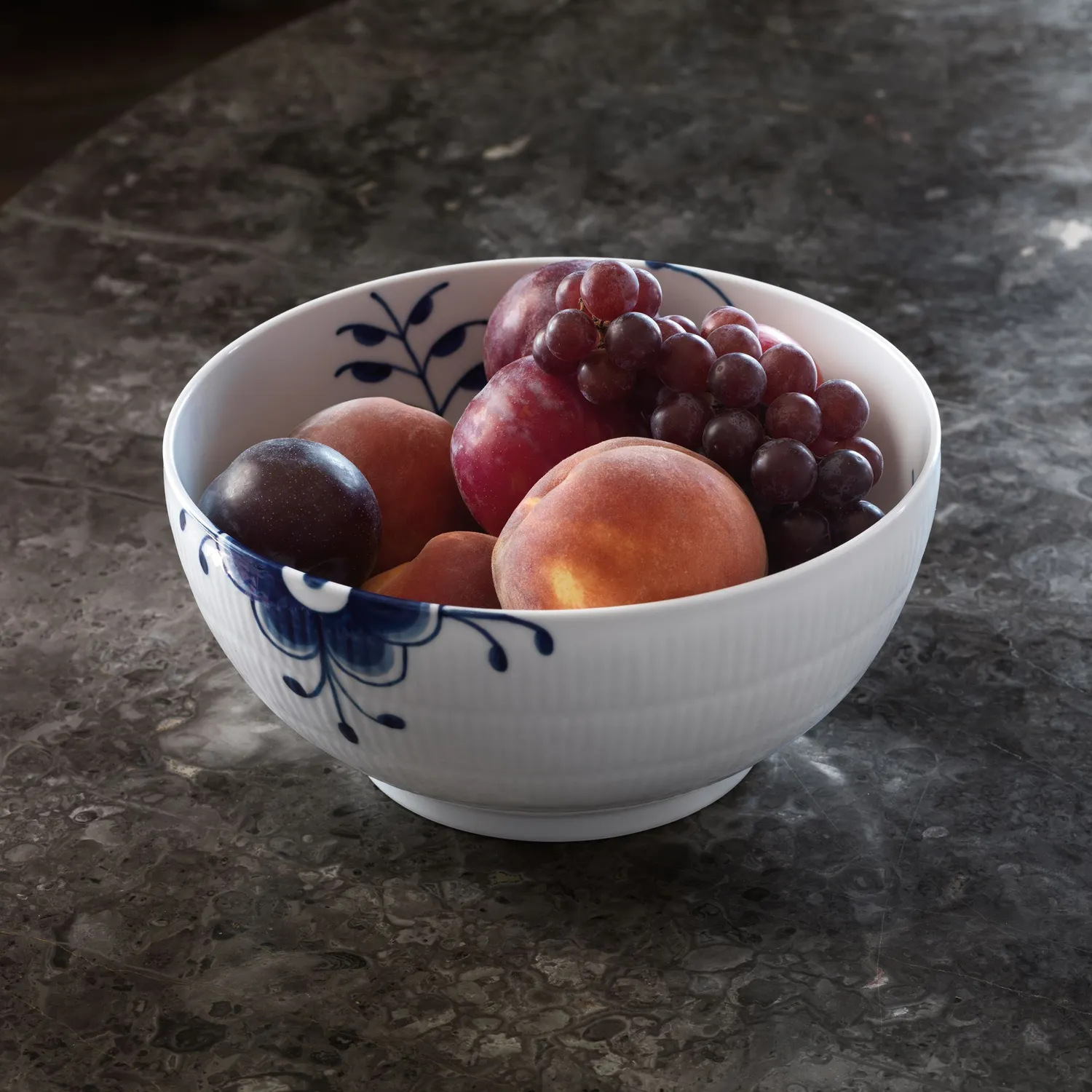 Kgl. Porcelæn Blå Mega Riflet skål 310 cl stor