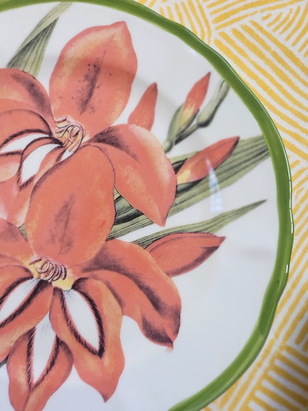 Les Ottomans flad tallerken sæt 2 håndmalet blomst
