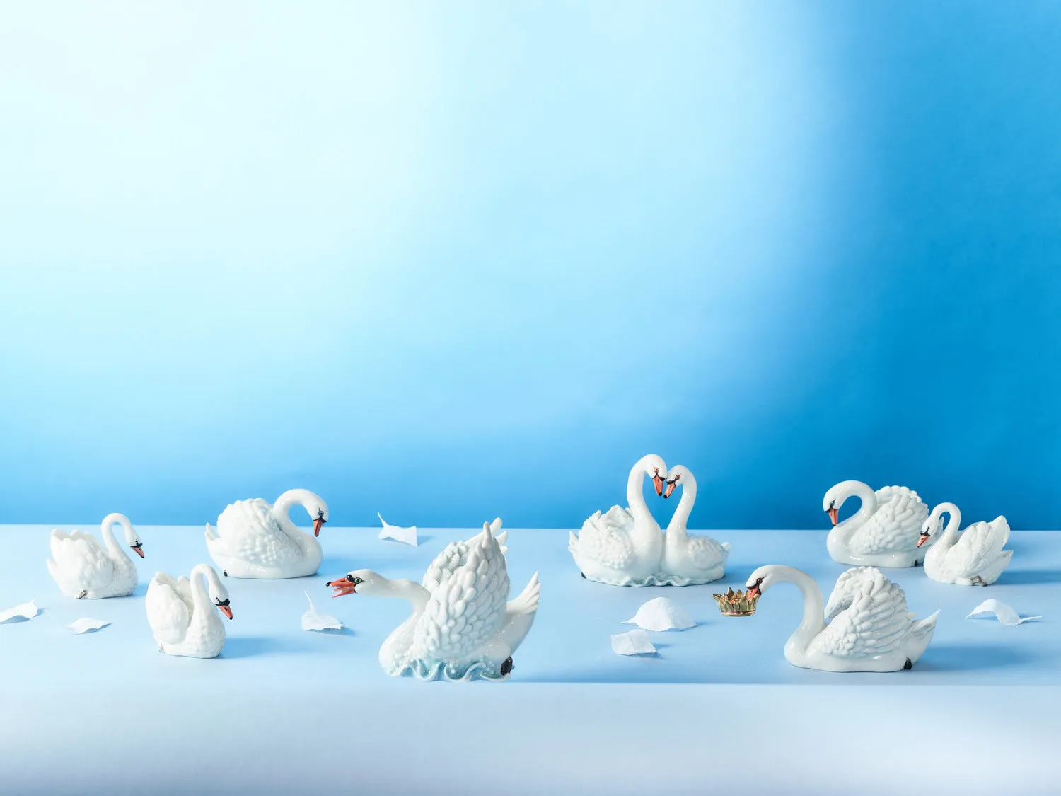 Nymphenburg Lille Svane figur hvid porcelæn