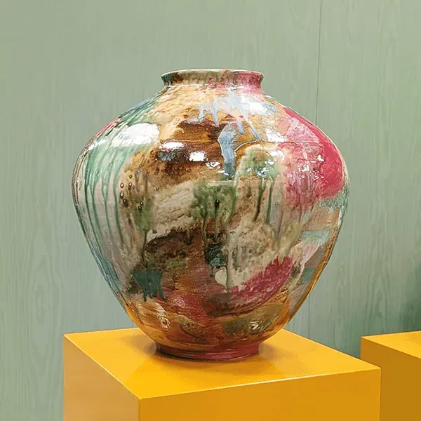 1882-Ltd Moon Jar vase stor reaktiv glasur
